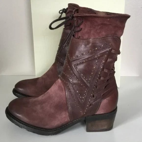 NWT A.S.98 Studded Katarina Boots in Dark Burgundy (38) 8 - Picture 3 of 8